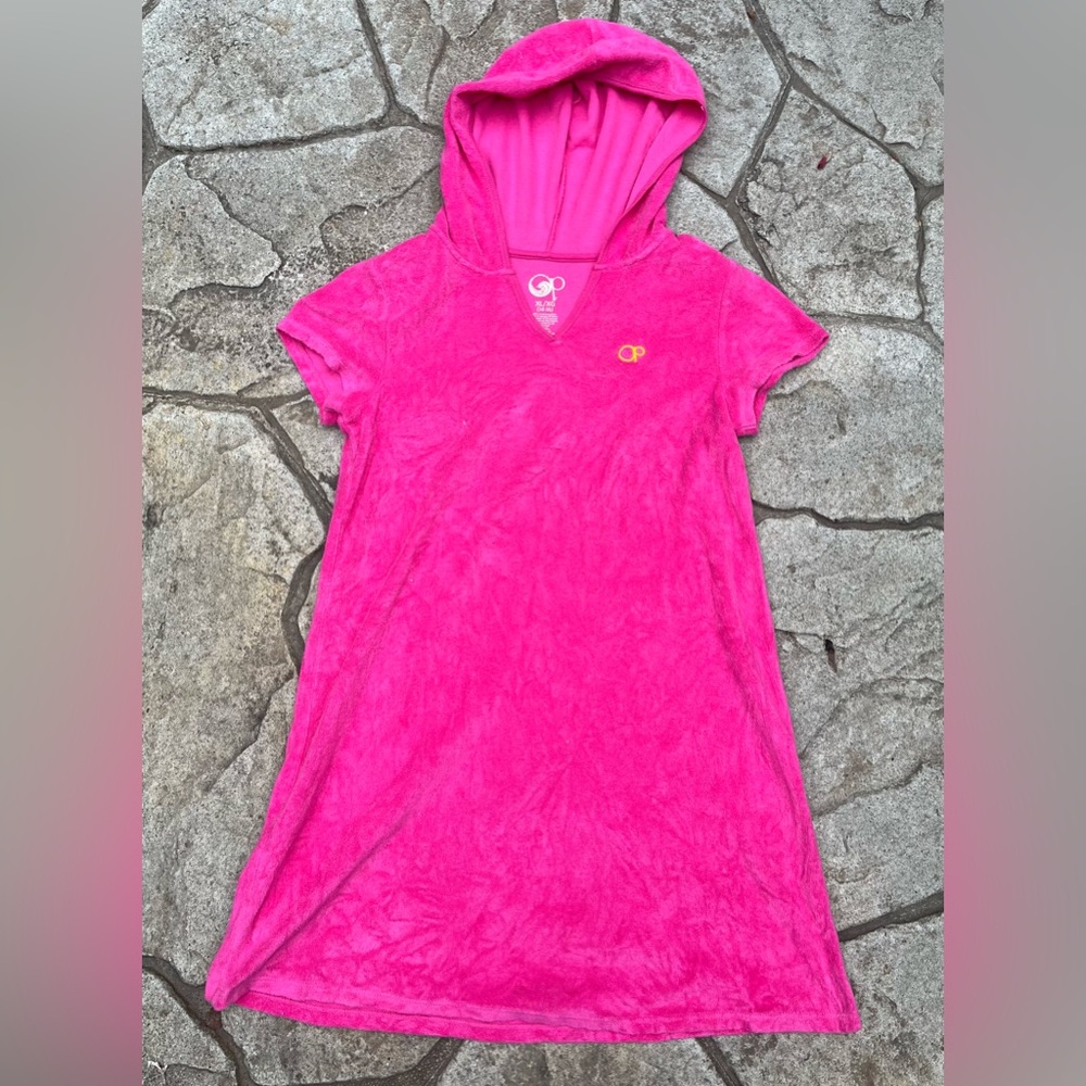 OP Fuchsia Hooded Dress with Yellow Logo